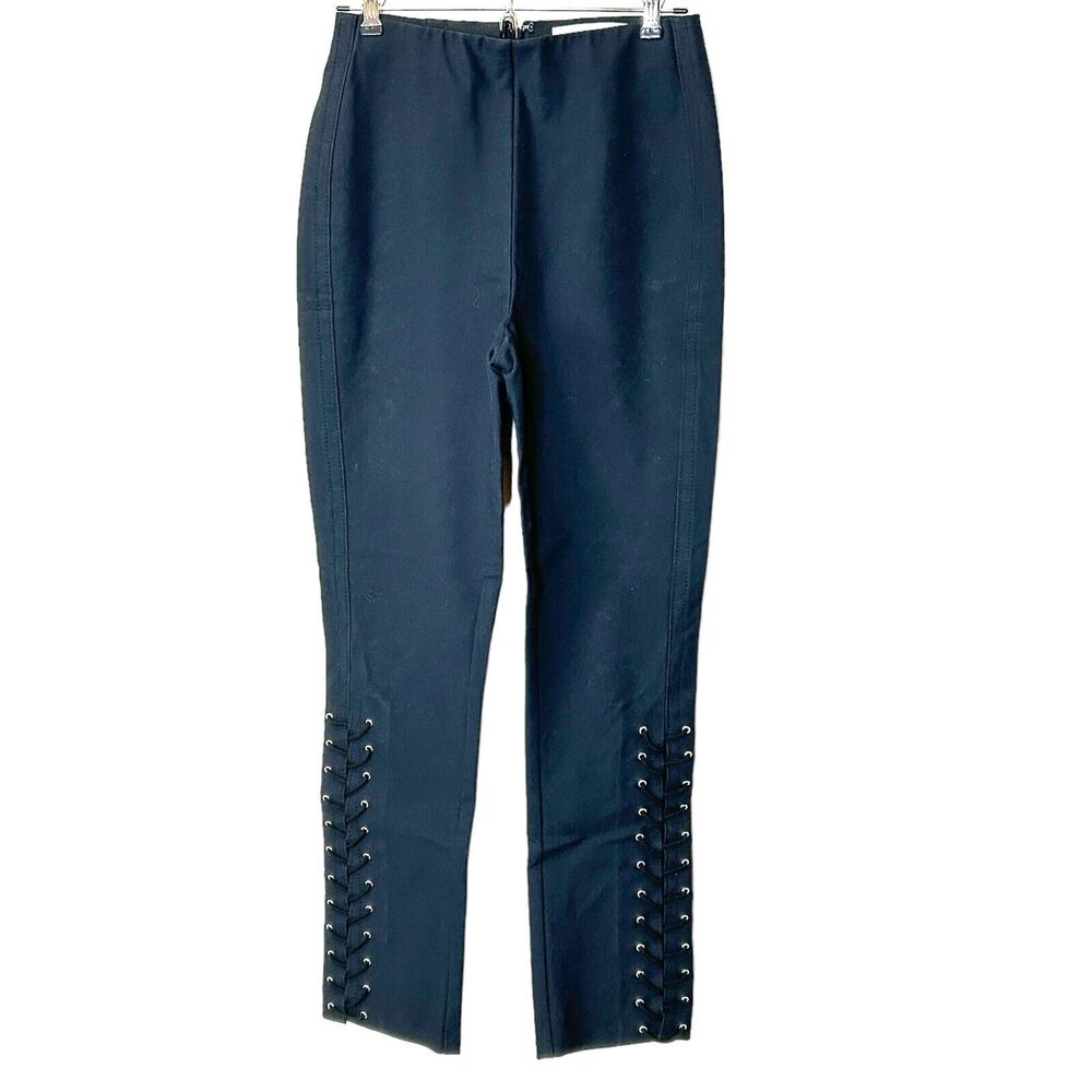 Derek Lam 10 Crosby Pants Lace Up Leg Detail Straight Leg Black Women's 2